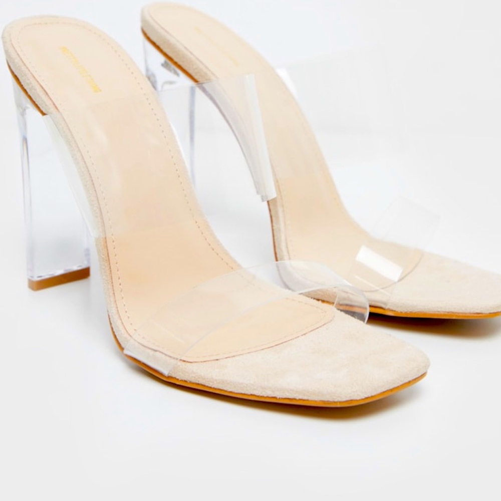 Nude Clear Twin Straps Heel